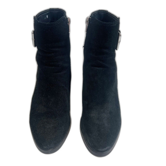 Via Spiga Octavia Black Suede Leather Ankle Boots Booties Buckled Size 8.5 - Picture 6 of 7